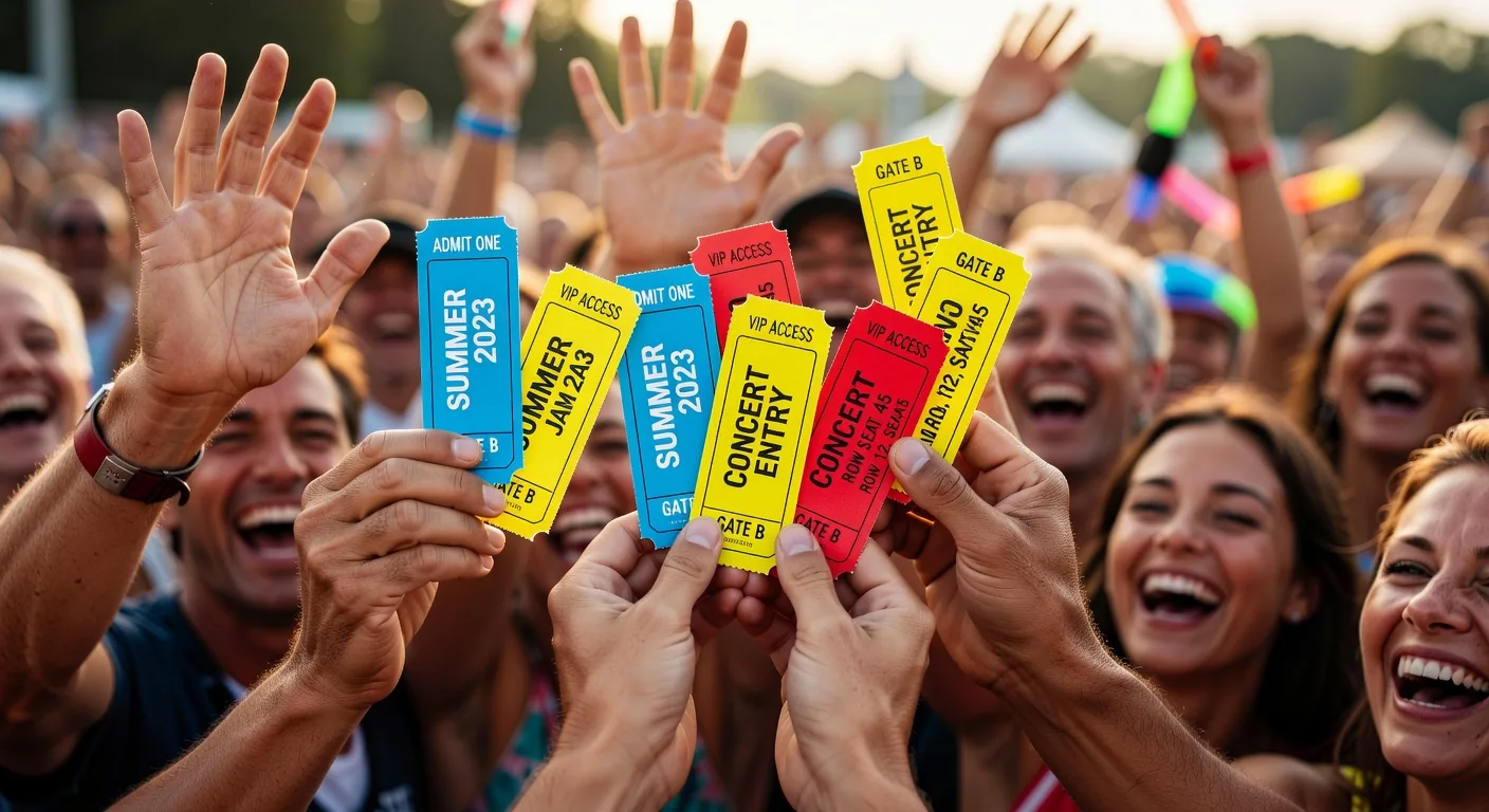 Hands with event tickets