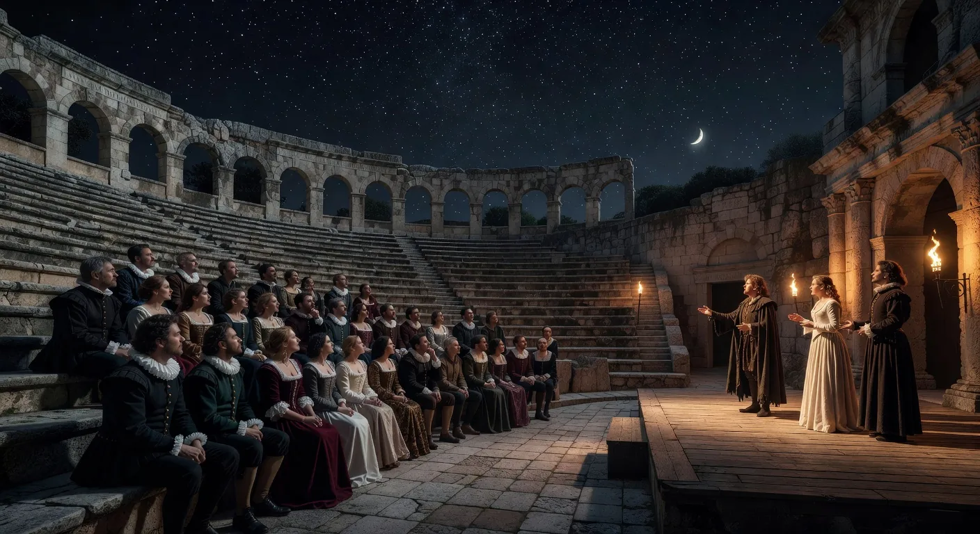 Open-air amphitheater evening