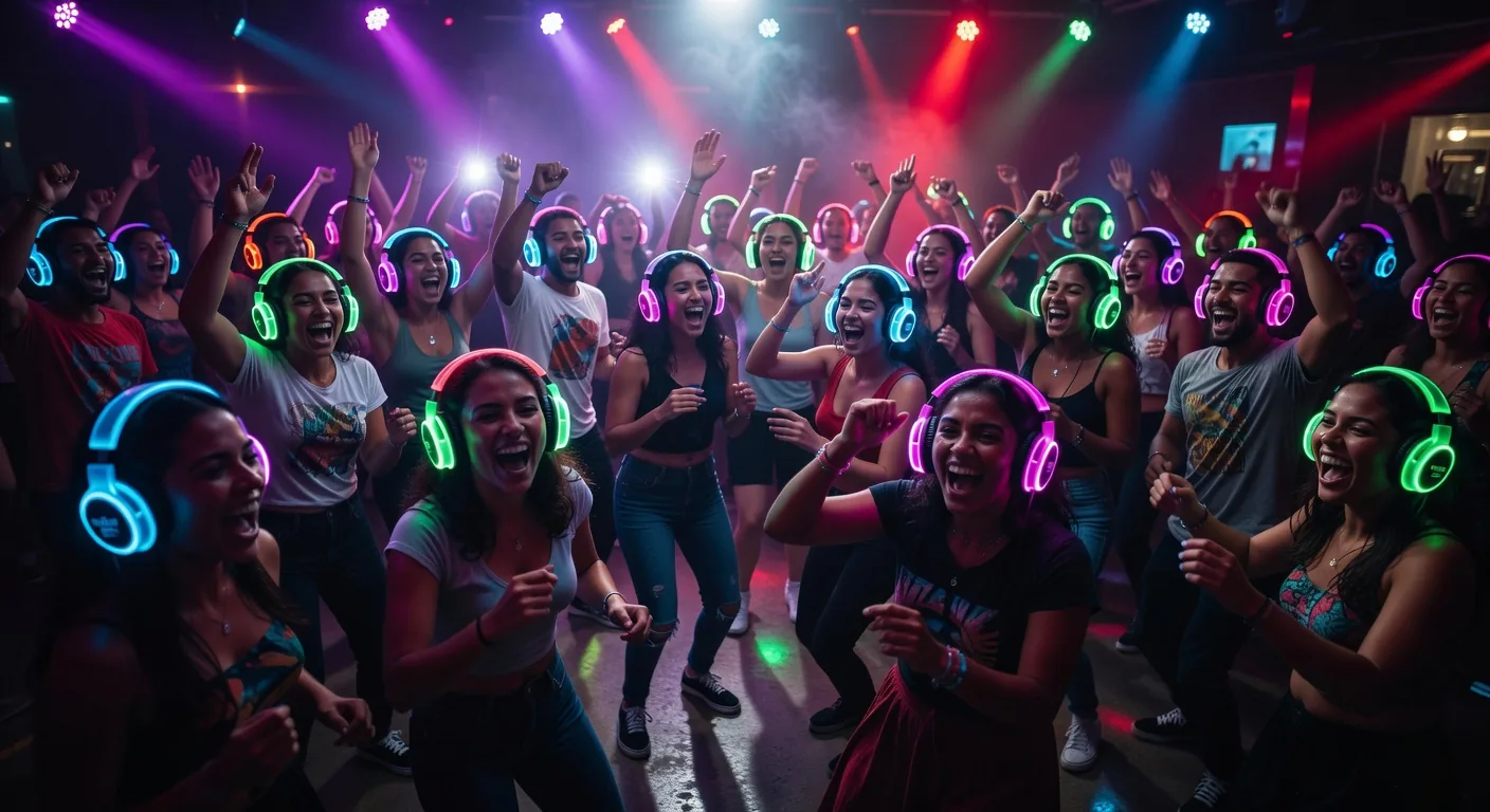 People enjoying a silent disco at a festival